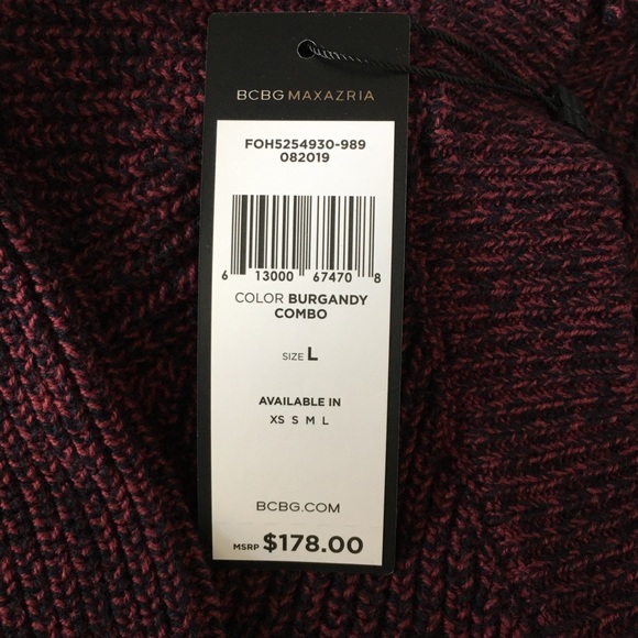 SOLD! BCBGMAXAZRIA V-Neck Burgundy Sweater, Size L - Picture 4 of 8